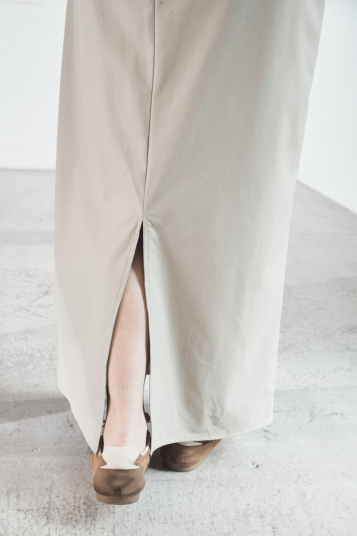 [SET]ウォッシャブルエコレザービックカフスシャツ+ウォッシャブルエコレザーナロースカート(2set)