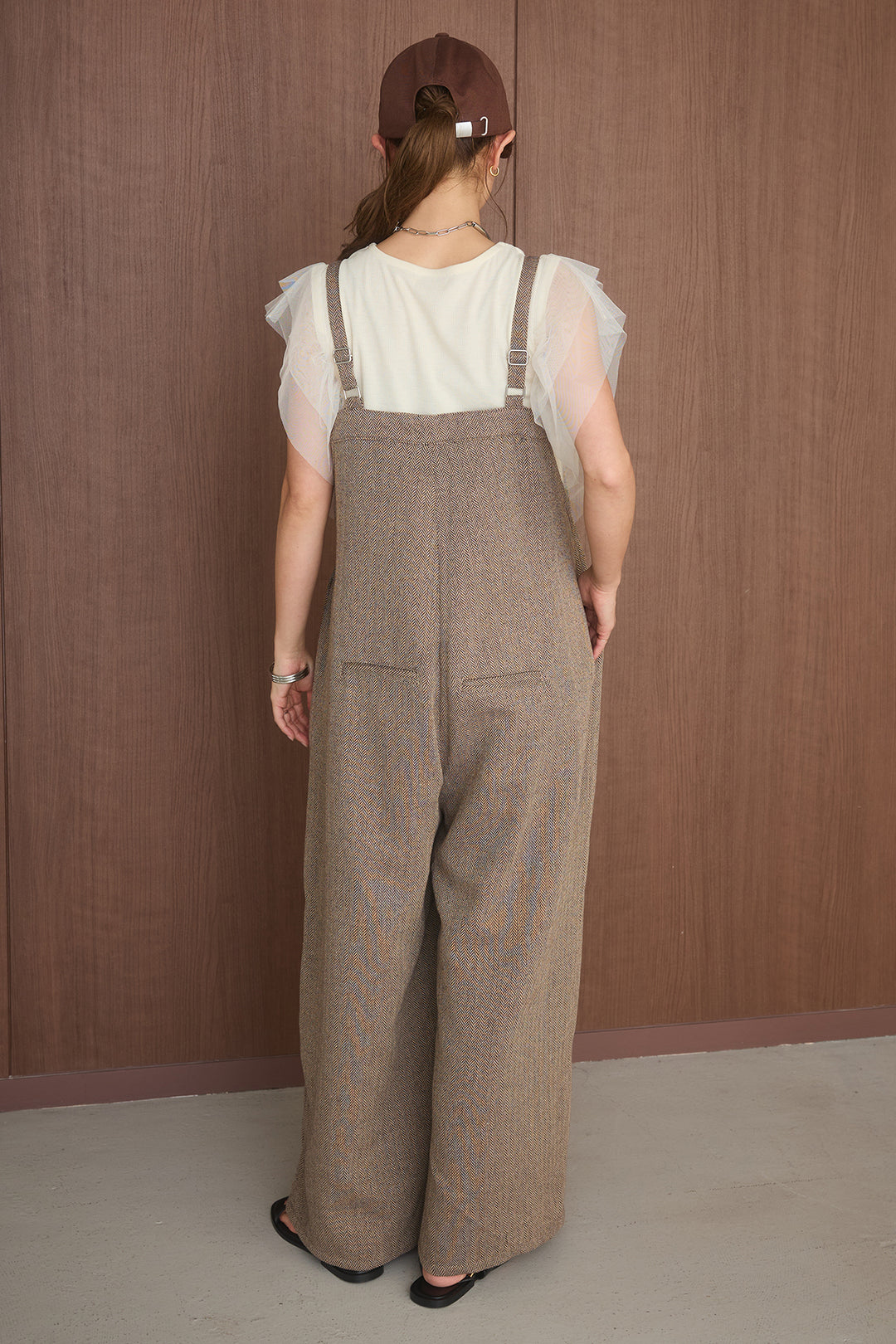 [SET]バルーンヘムショート丈トレンチジャケット+ヘリンボーンサロペット(2set)