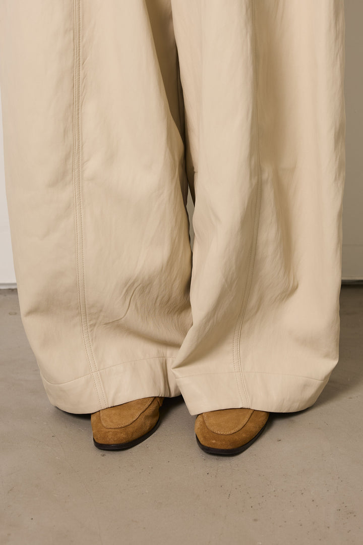 [SET]レースハーフジップアップフーディー+フェイクレザーカーブワイドパンツ(2set)