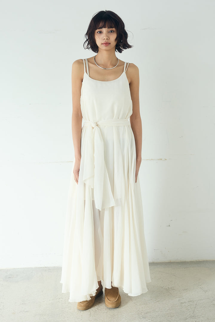 [SET]デニムオーバーサイズジャケット+シアーフリルキャミワンピース(2set)