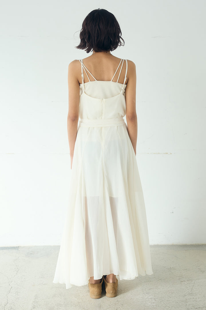 [SET]ナイロンフーディーブルゾンアウター+シアーフリルキャミワンピース(2set)