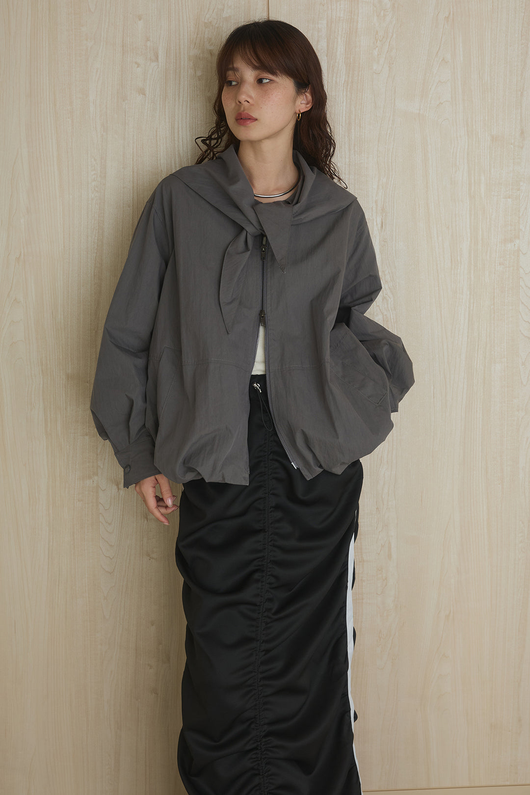 ビッグカラーダブルジップアウター