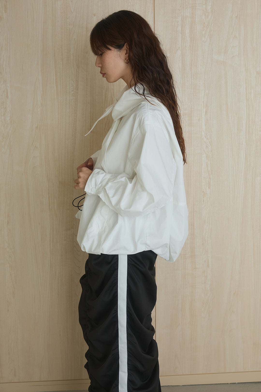 [SET]ビッグカラーダブルジップアウター+裾フリルキャミワンピース(2set)