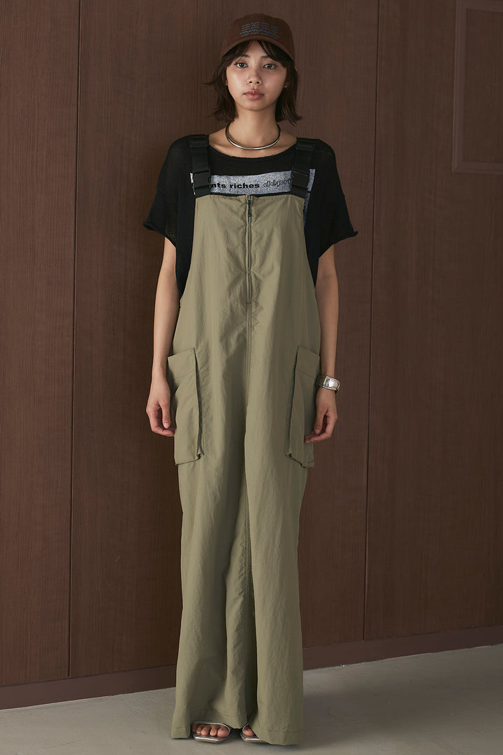 [SET]半袖モノトーングラフィックトップス+ナイロンワンピース(2set)