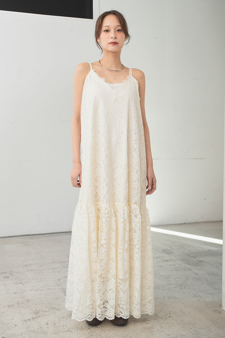 レース刺繍フレアキャミワンピース
