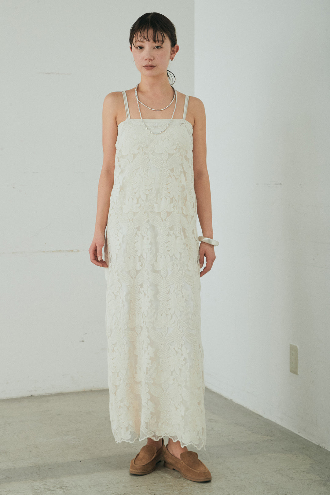 [SET]袖シャーリングオーバーサイズMA1+総レースキャミワンピース(2set)