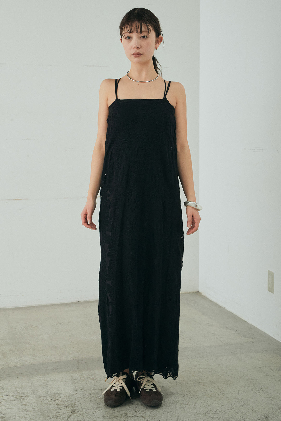 [SET]袖シャーリングオーバーサイズMA1+総レースキャミワンピース(2set)