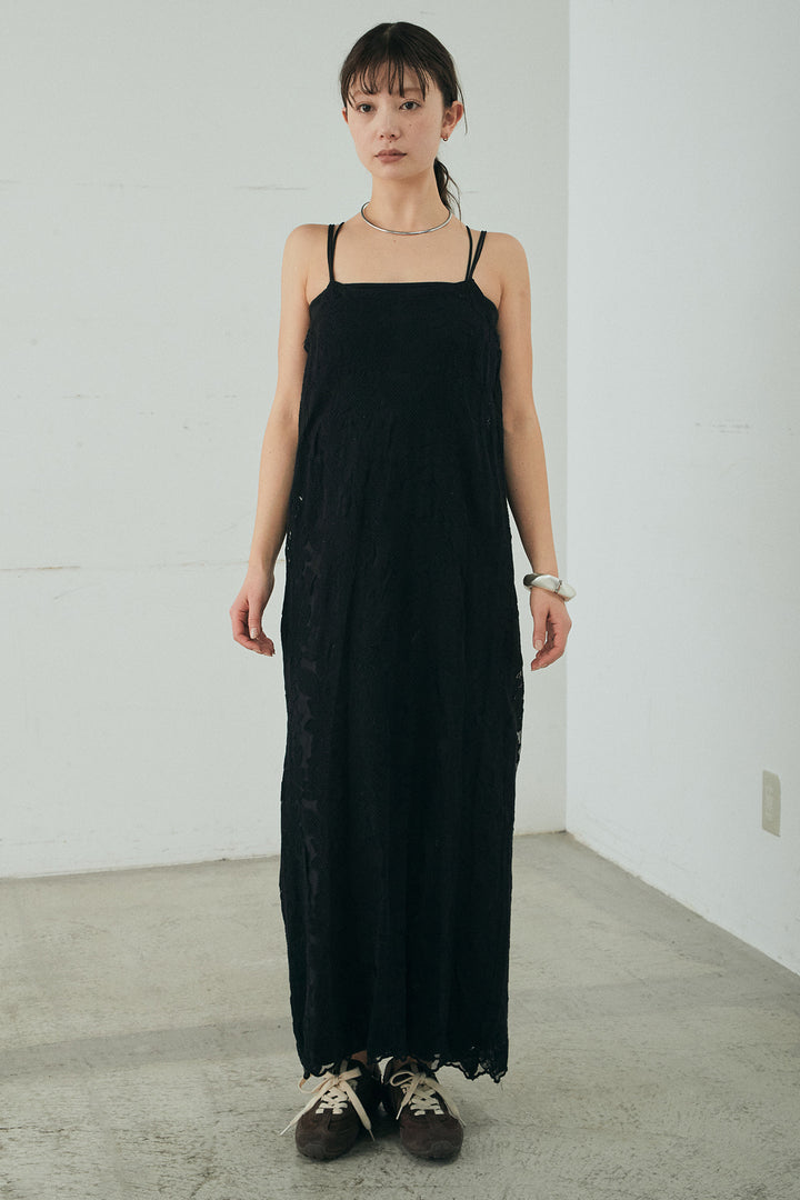 [SET]袖シャーリングオーバーサイズMA1+総レースキャミワンピース(2set)