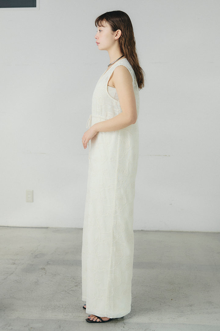 [SET]スタンドネックシアーブルゾン+レースサロペット(2set)