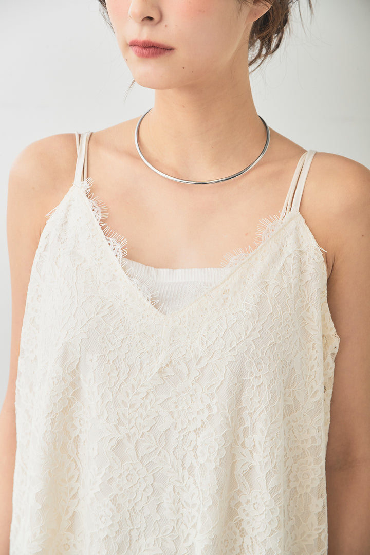 レース刺繍フレアキャミワンピース