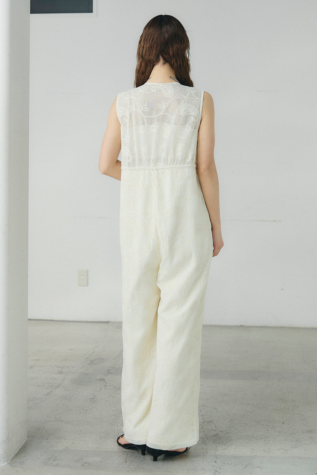 [SET]スタンドネックシアーブルゾン+レースサロペット(2set)