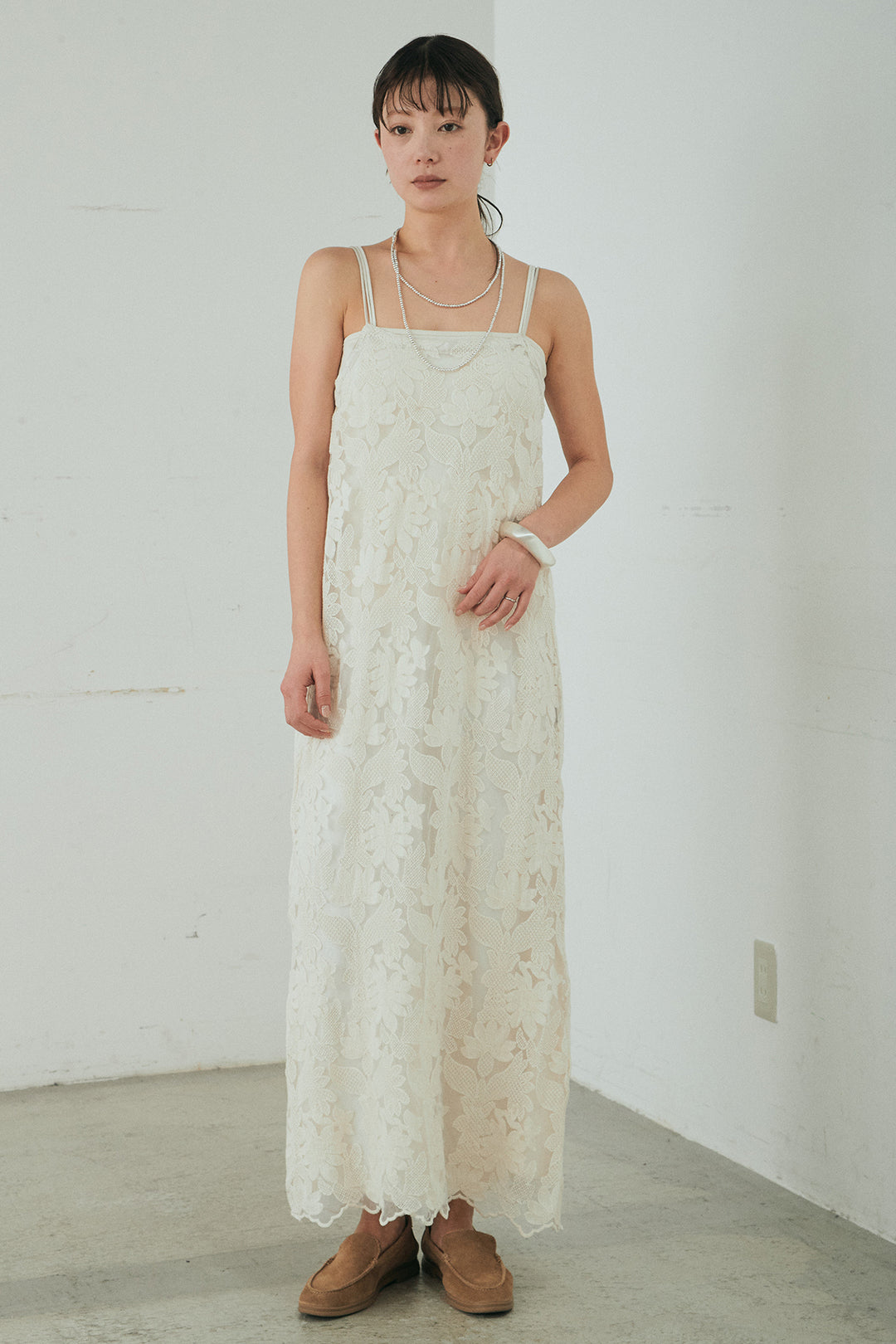 [SET]袖シャーリングオーバーサイズMA1+総レースキャミワンピース(2set)