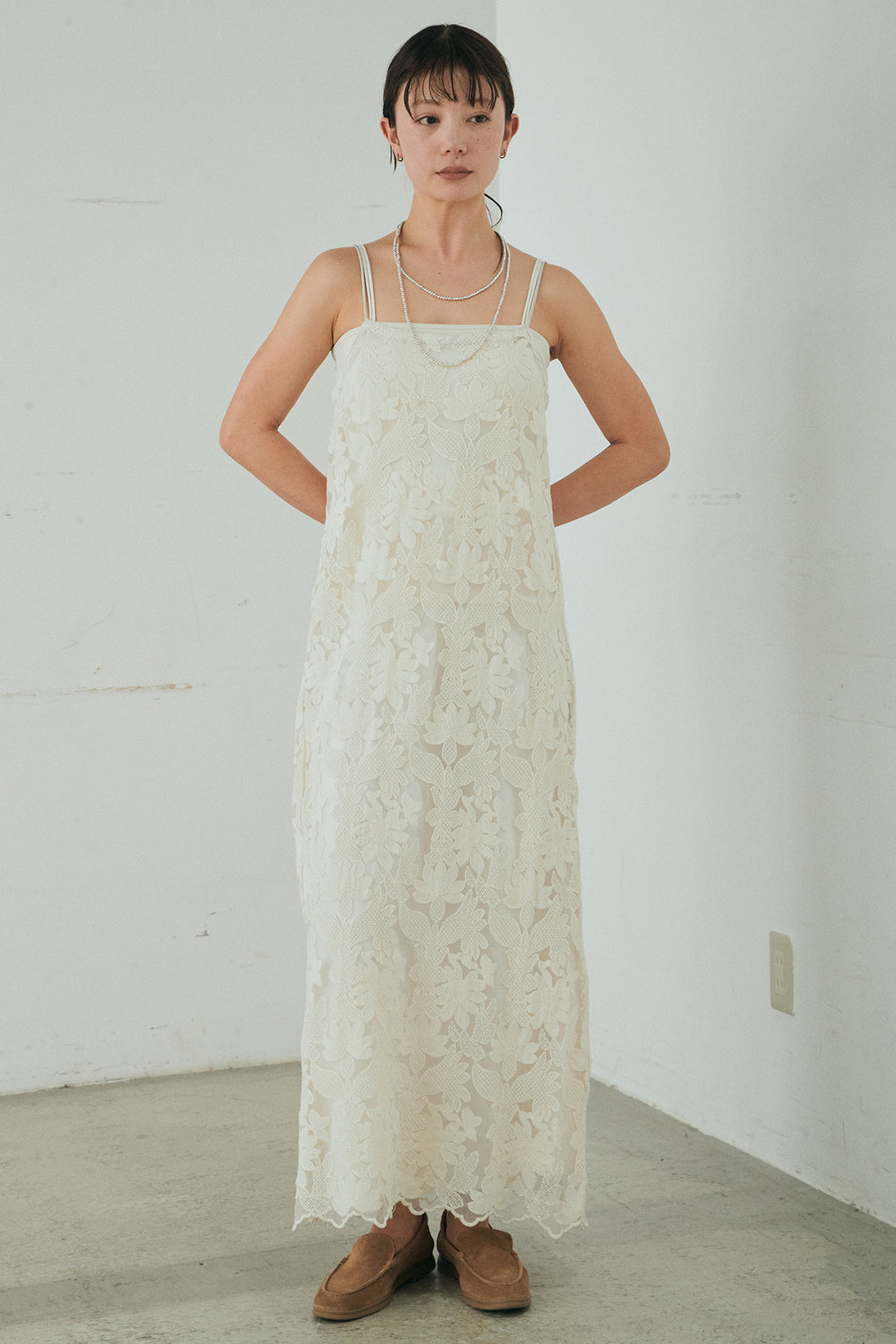 [SET]袖シャーリングオーバーサイズMA1+総レースキャミワンピース(2set)