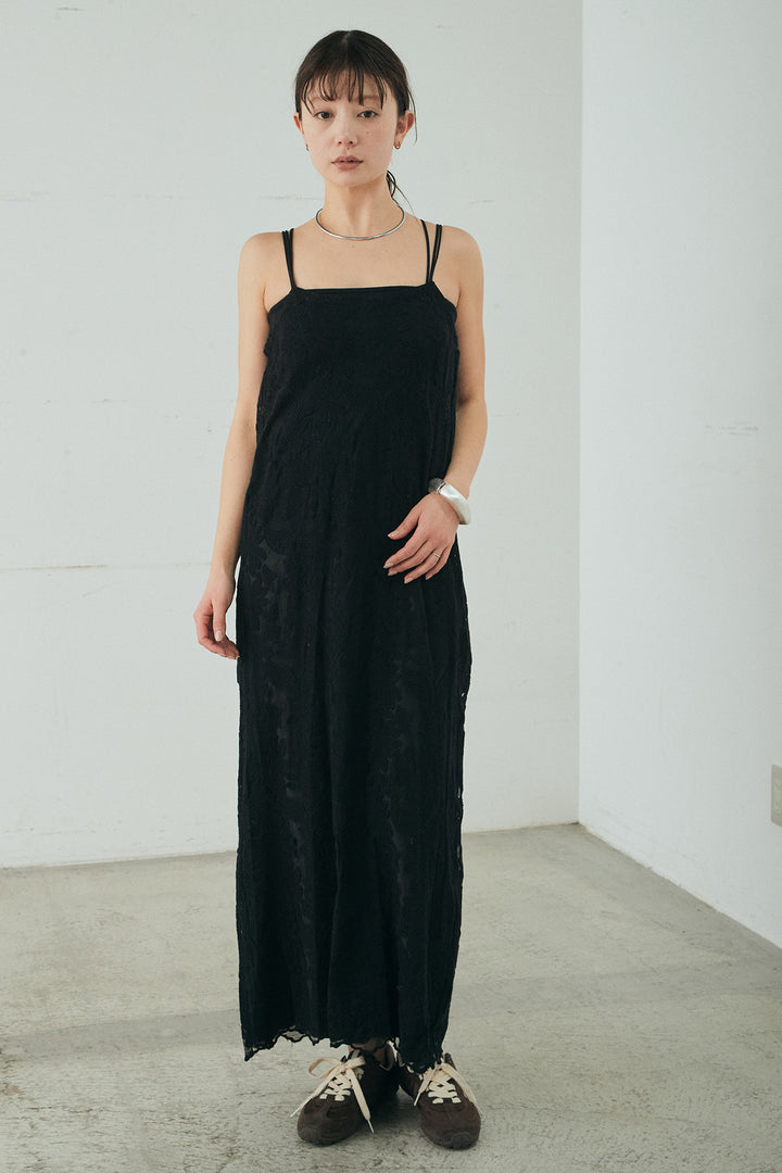 [SET]袖シャーリングオーバーサイズMA1+総レースキャミワンピース(2set)