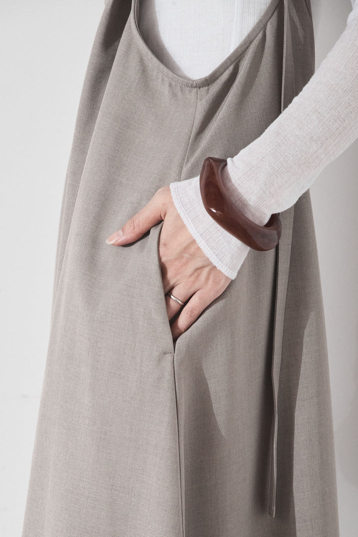 [SET]コード刺繍リラックスニットカーディガン+フレアリラックスキャミワンピース(2set)