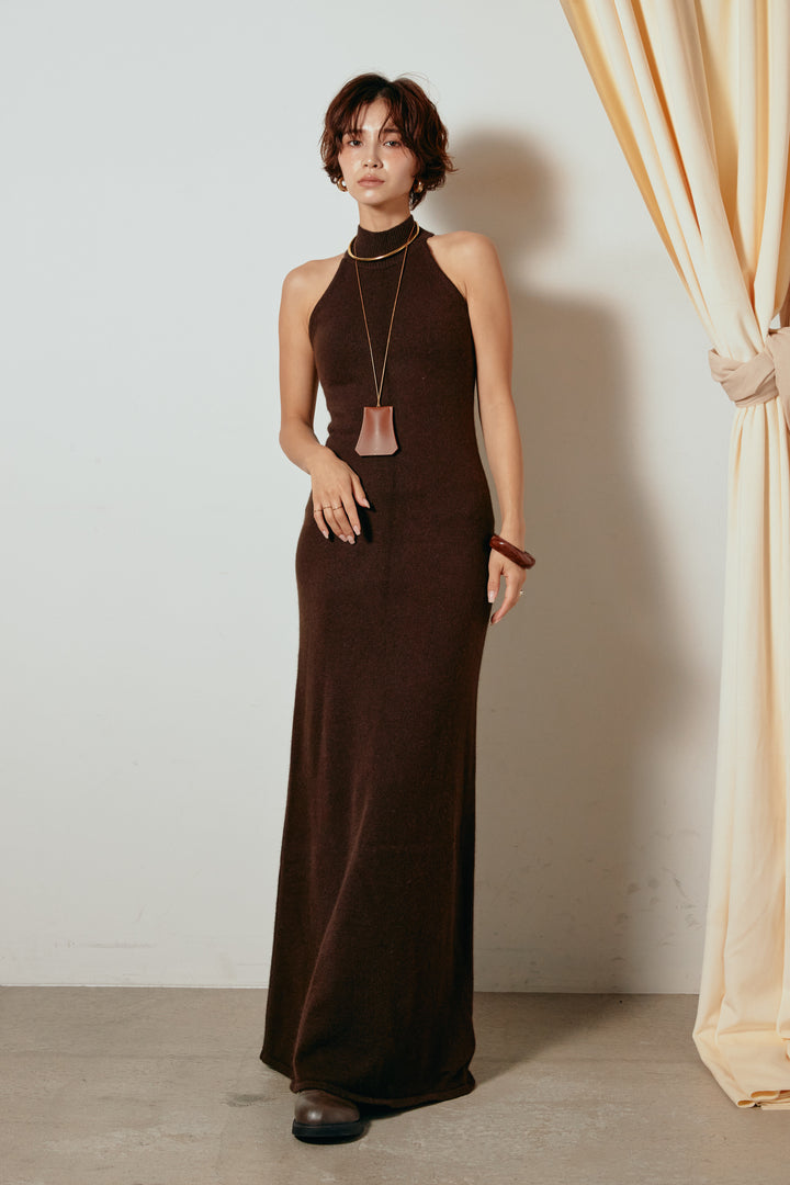 [SET]チェックシャギーミドルカバーオール+ノースリーブニットロングワンピース(2set)