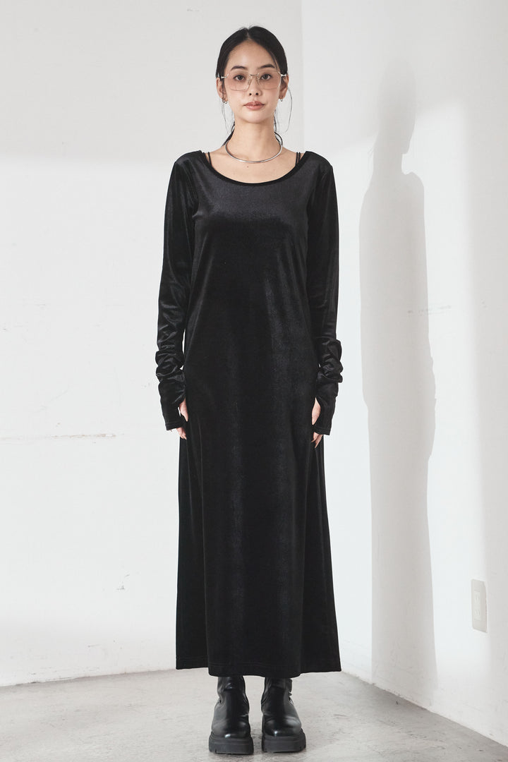 【即納】ベロアバレエネックワンピース
