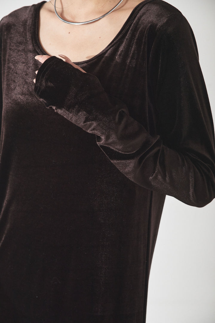 [SET]ハイネックパイピングデザインブルゾン+ベロアバレエネックワンピース(2set)