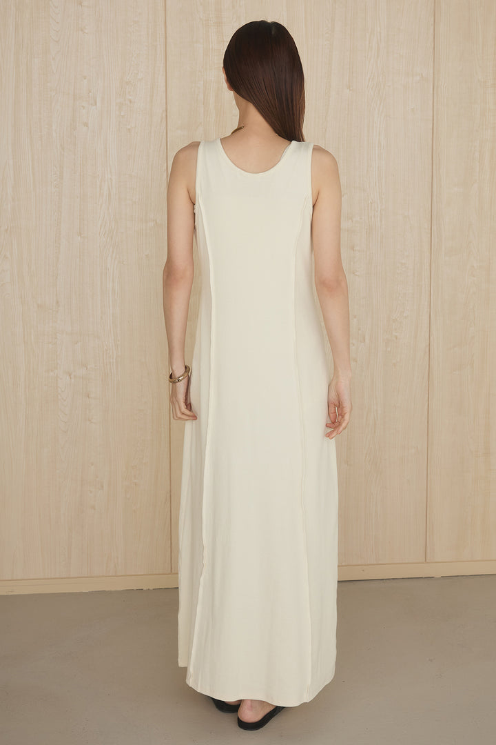 [SET]ケミカルデニムヘムカットオフジレ+ノースリロングワンピース(2set)