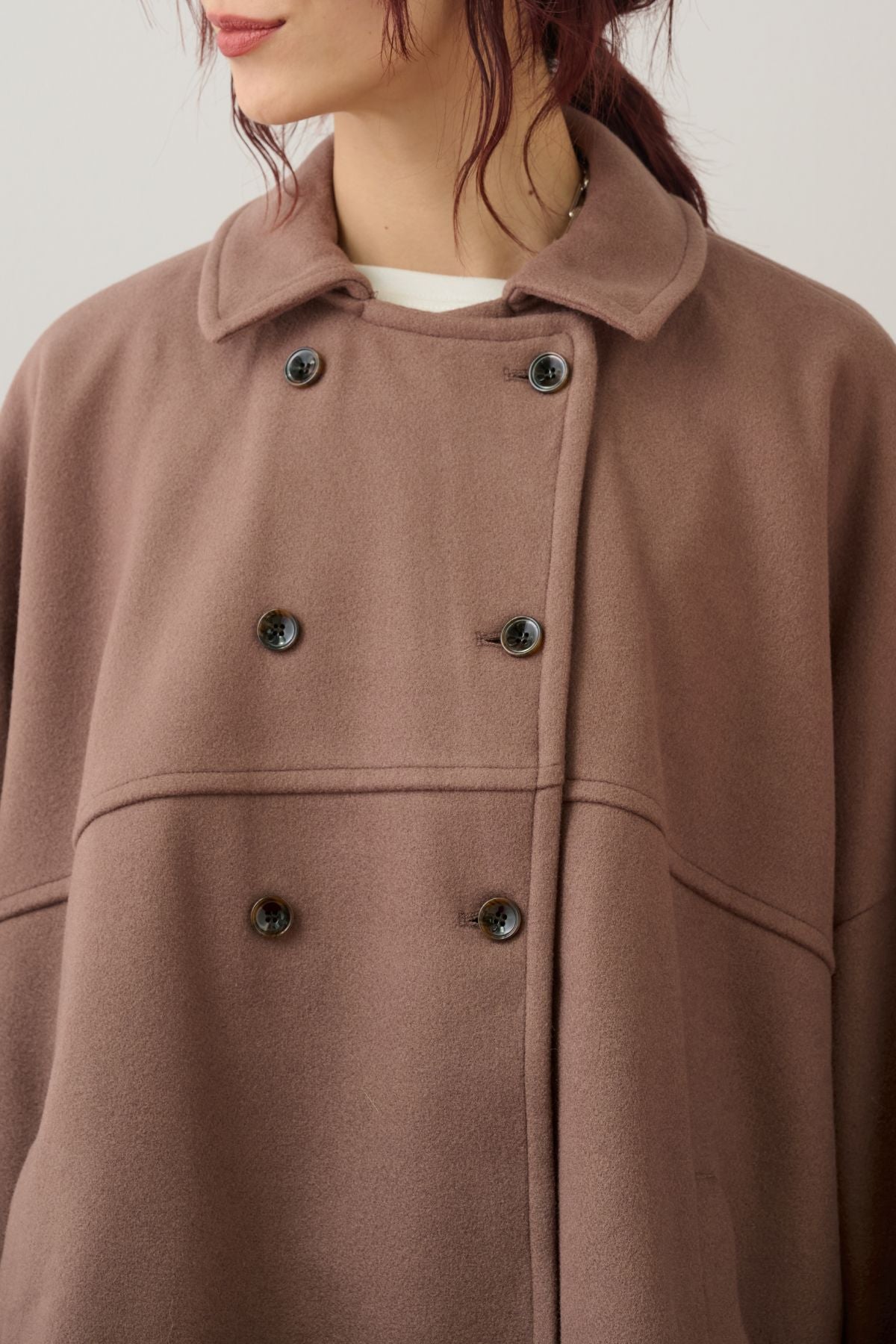 ウールライクメルトンポンチョコート/ブラウン – ESICA