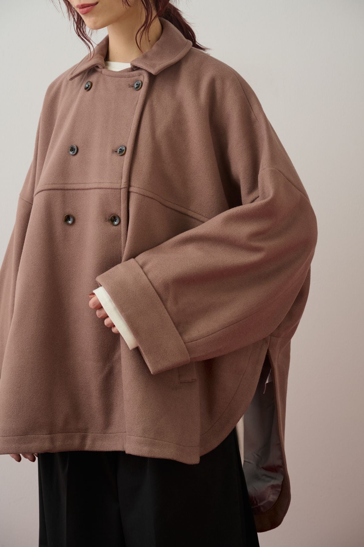 ウールライクメルトンポンチョコート/ブラウン – ESICA