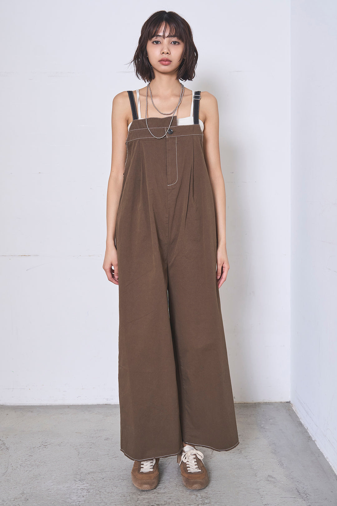 [SET]リネンブレンドテーラードシアージャケット+綿ツイルアシメサロペット(2set)