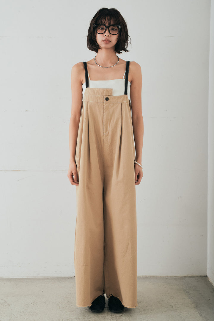 [SET]リネンブレンドテーラードシアージャケット+綿ツイルアシメサロペット(2set)