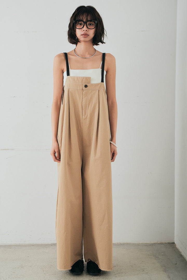 [SET]リネンブレンドテーラードシアージャケット+綿ツイルアシメサロペット(2set)