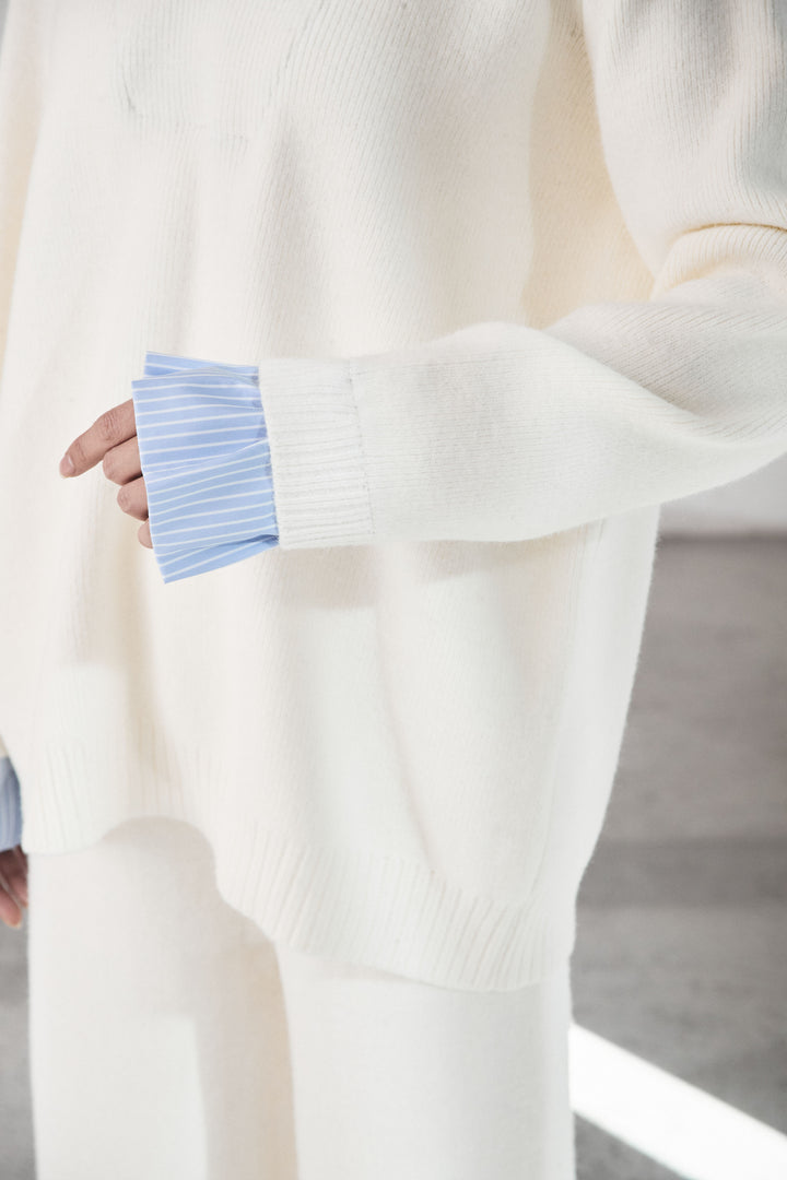 【着回しセット】[SET]ビッグカラーダブルジップニットSETUP+ストライプドッキングニットポロSETUP(2set)