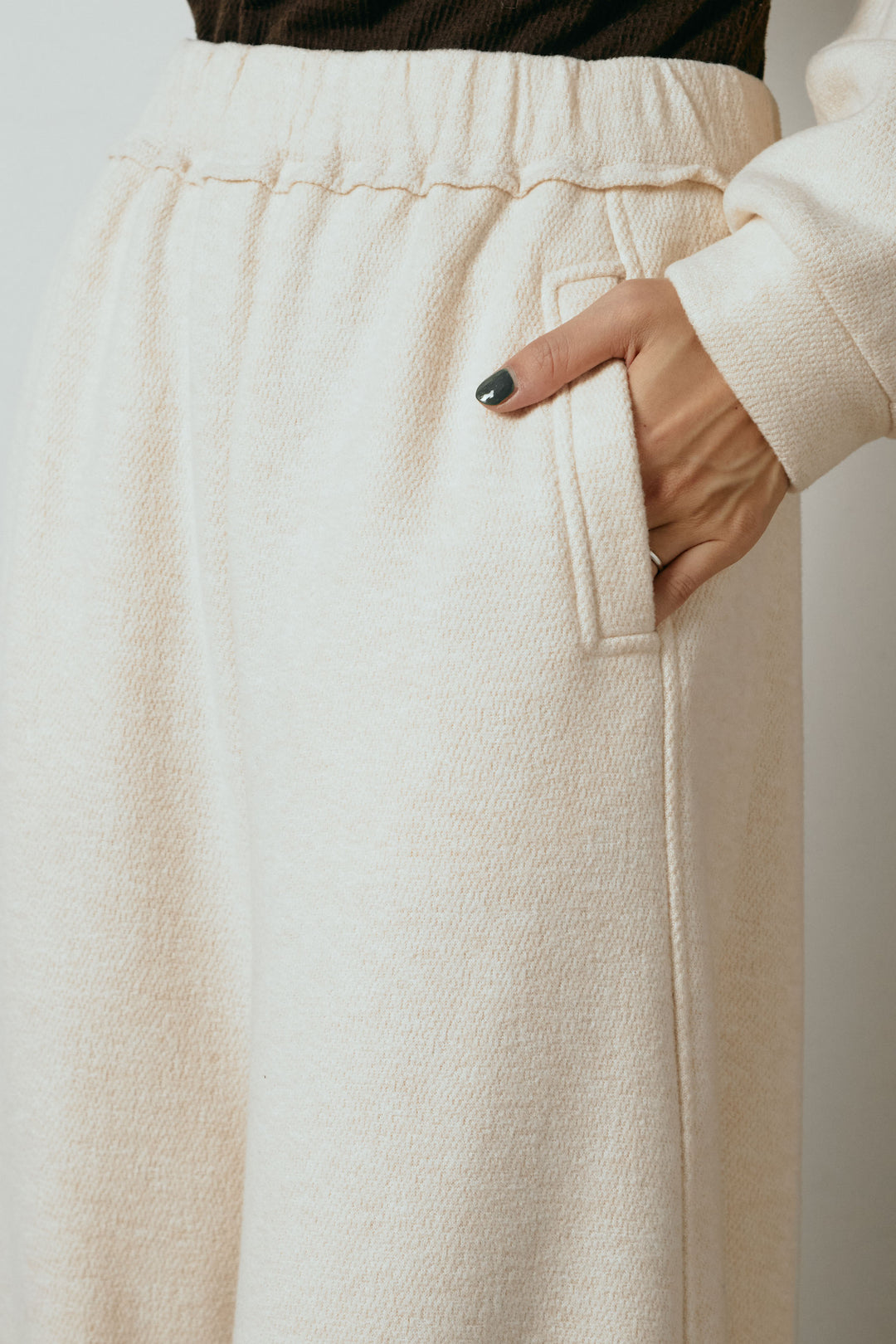 [SET]リブスタンドネックボタントップスSETUP