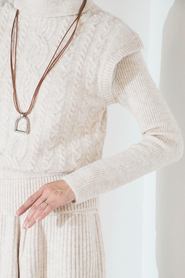 [SET]3ピースハイネックニットベストSETUP