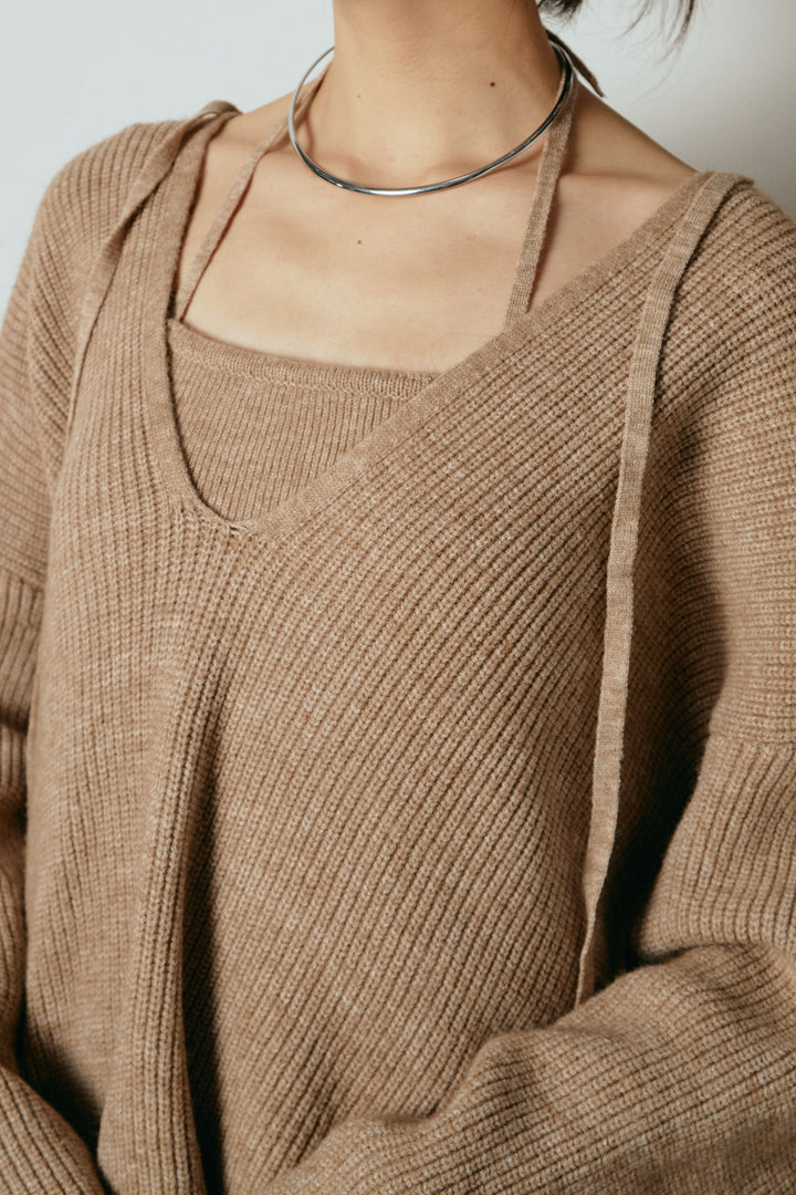 [SET]ホルターネックケーブルニットSETUP