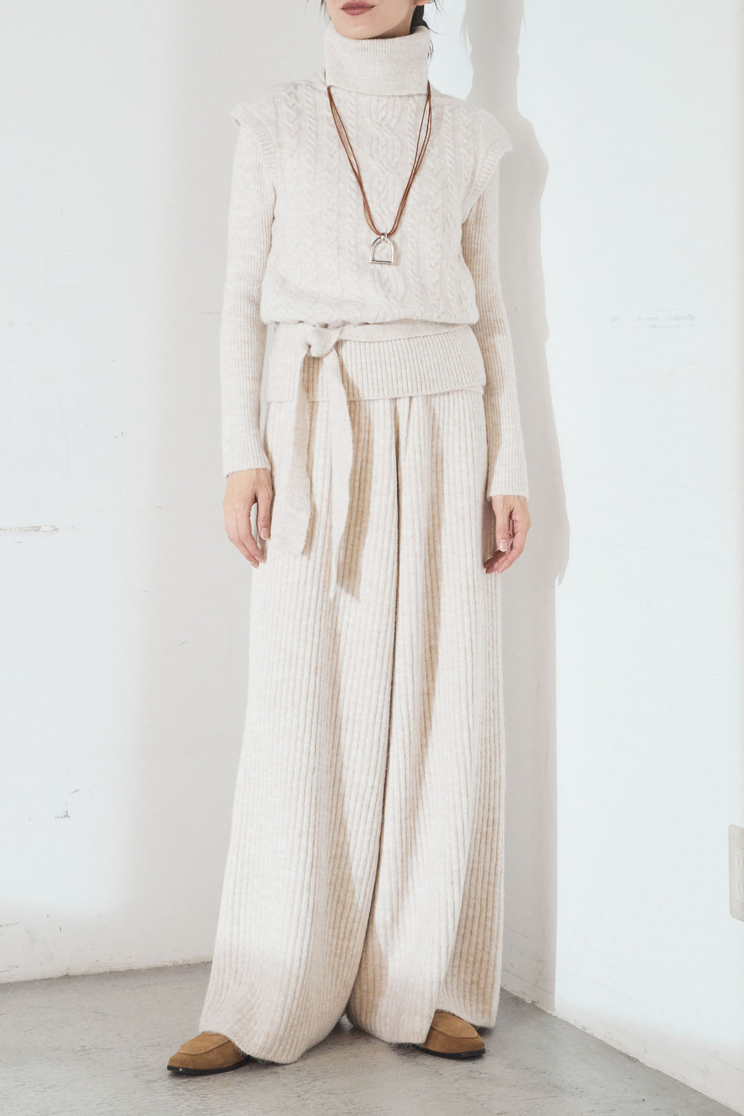 [SET]3ピースハイネックニットベストSETUP