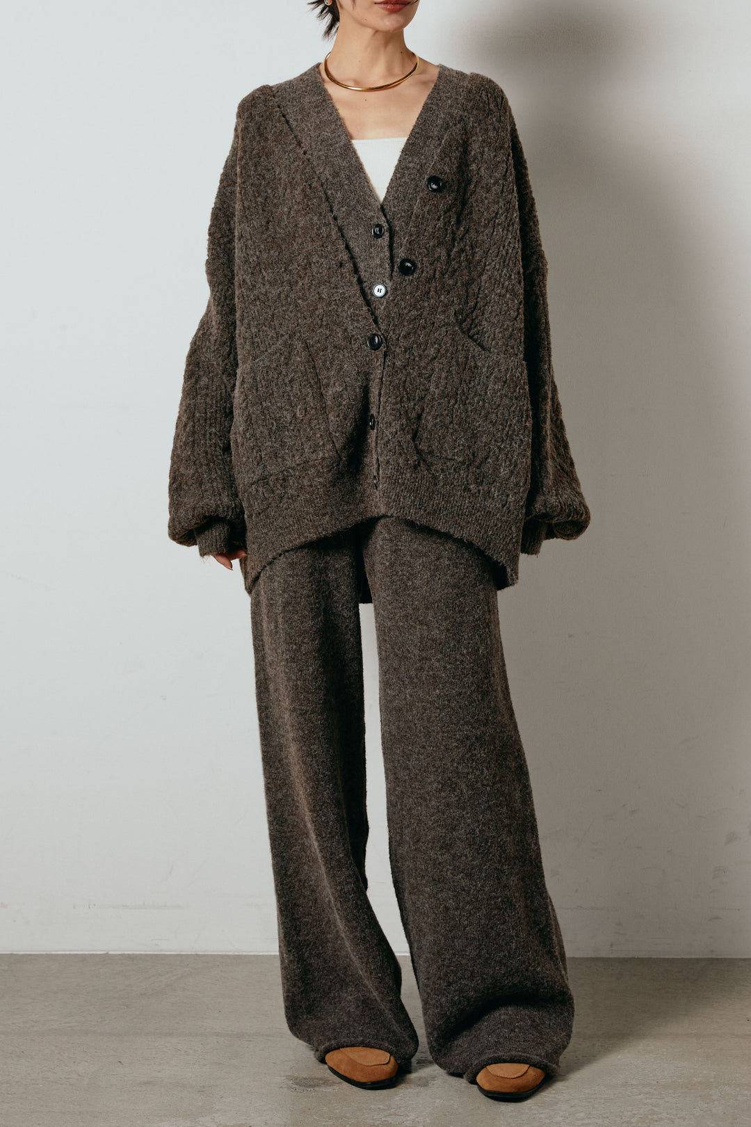 [SET]3ピースフロントボタンニットSETUP