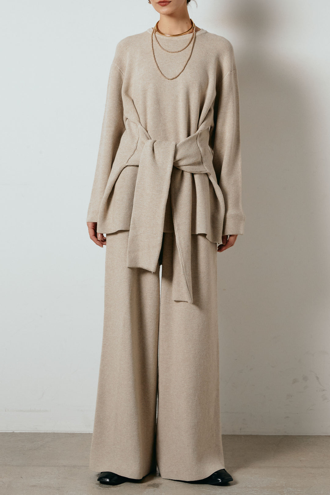 [SET]ウエスト巻きワッフルニットSETUP