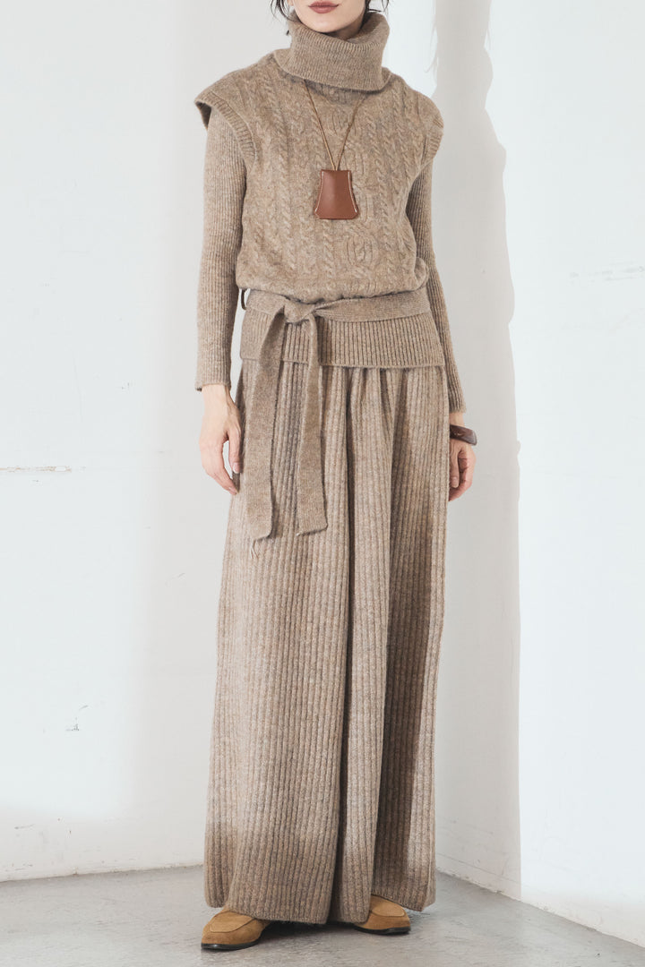 [SET]3ピースハイネックニットベストSETUP