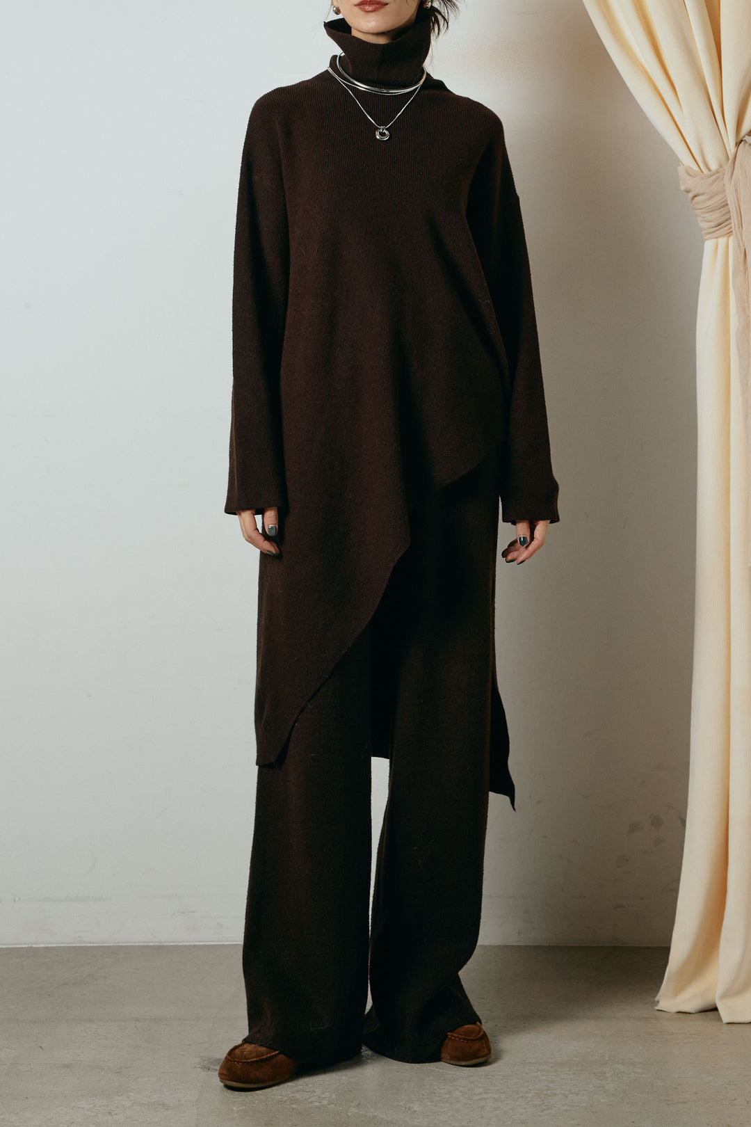 [SET]裾アシンメトリーニットSETUP