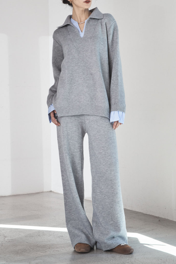 【着回しセット】[SET]ビッグカラーダブルジップニットSETUP+ストライプドッキングニットポロSETUP(2set)