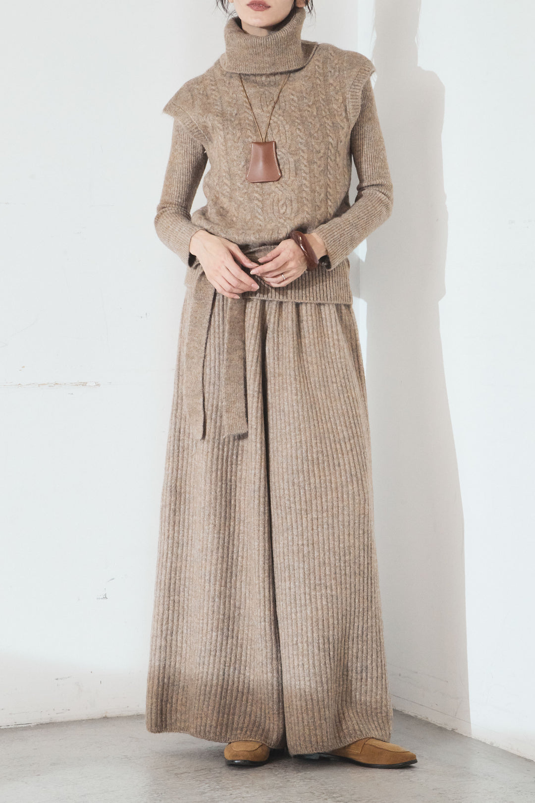 [SET]3ピースハイネックニットベストSETUP