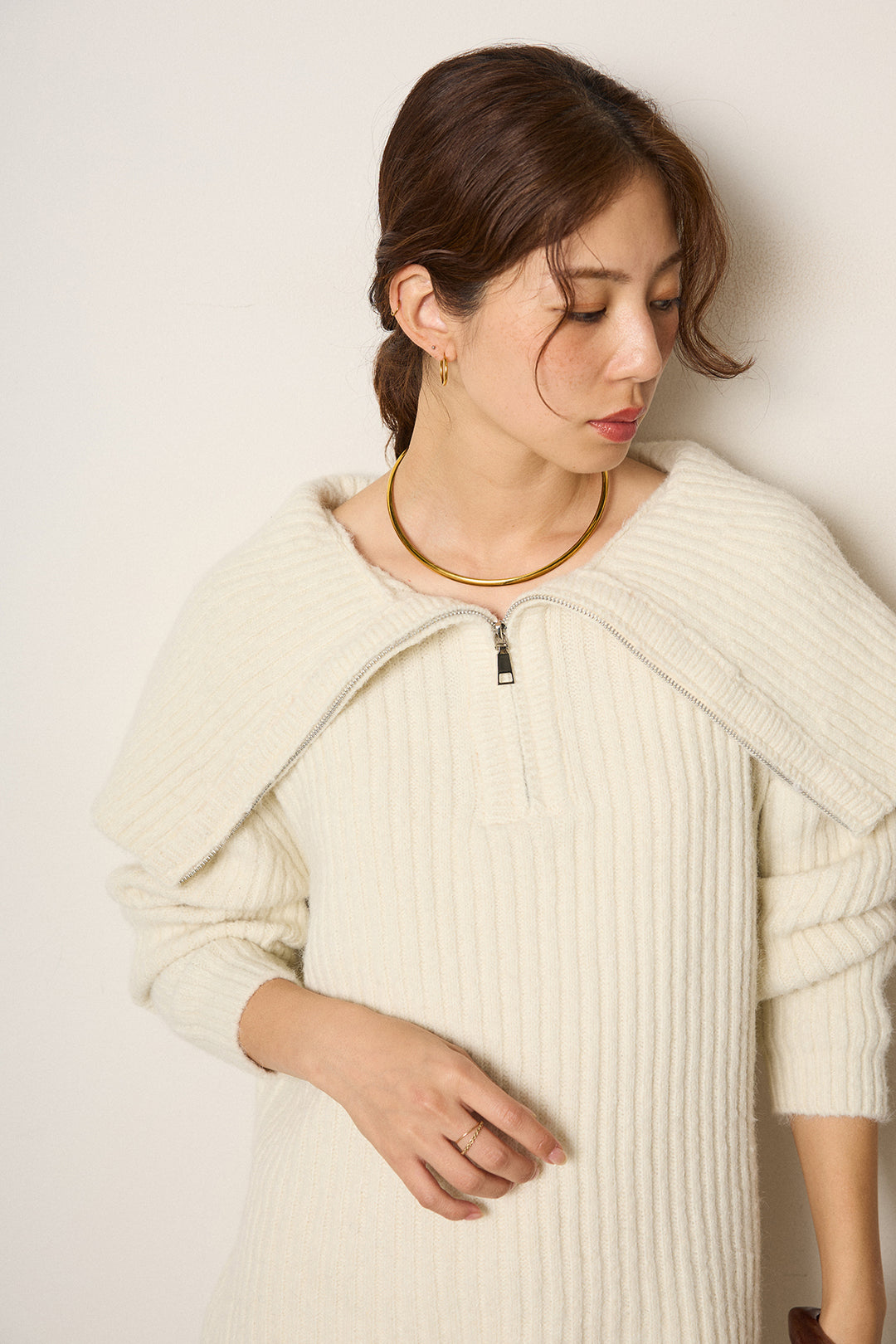 [SET]ハーフジップビックカラーニットSETUP