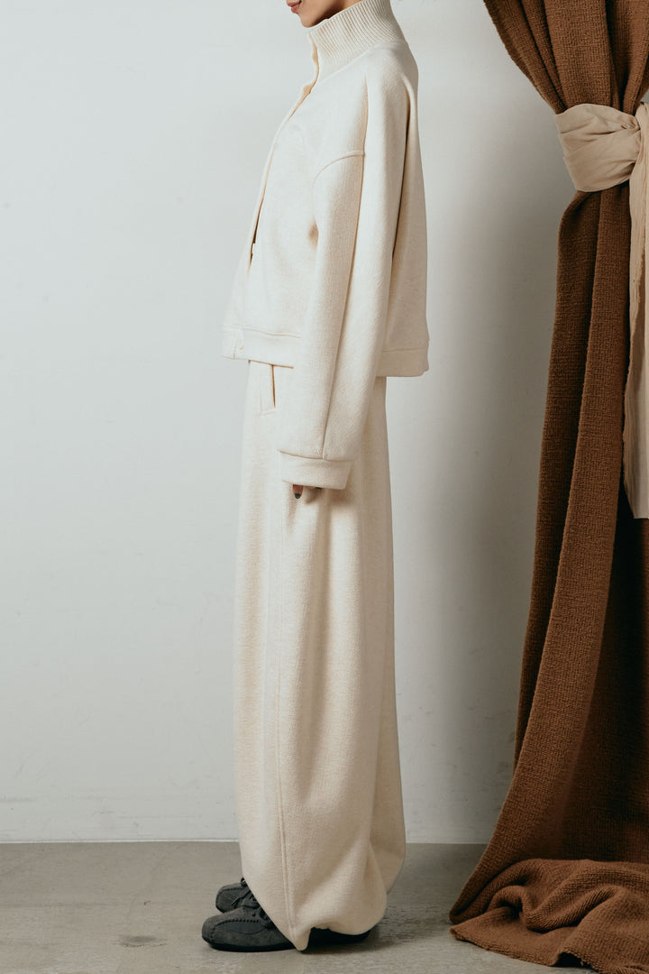 [SET]リブスタンドネックボタントップスSETUP