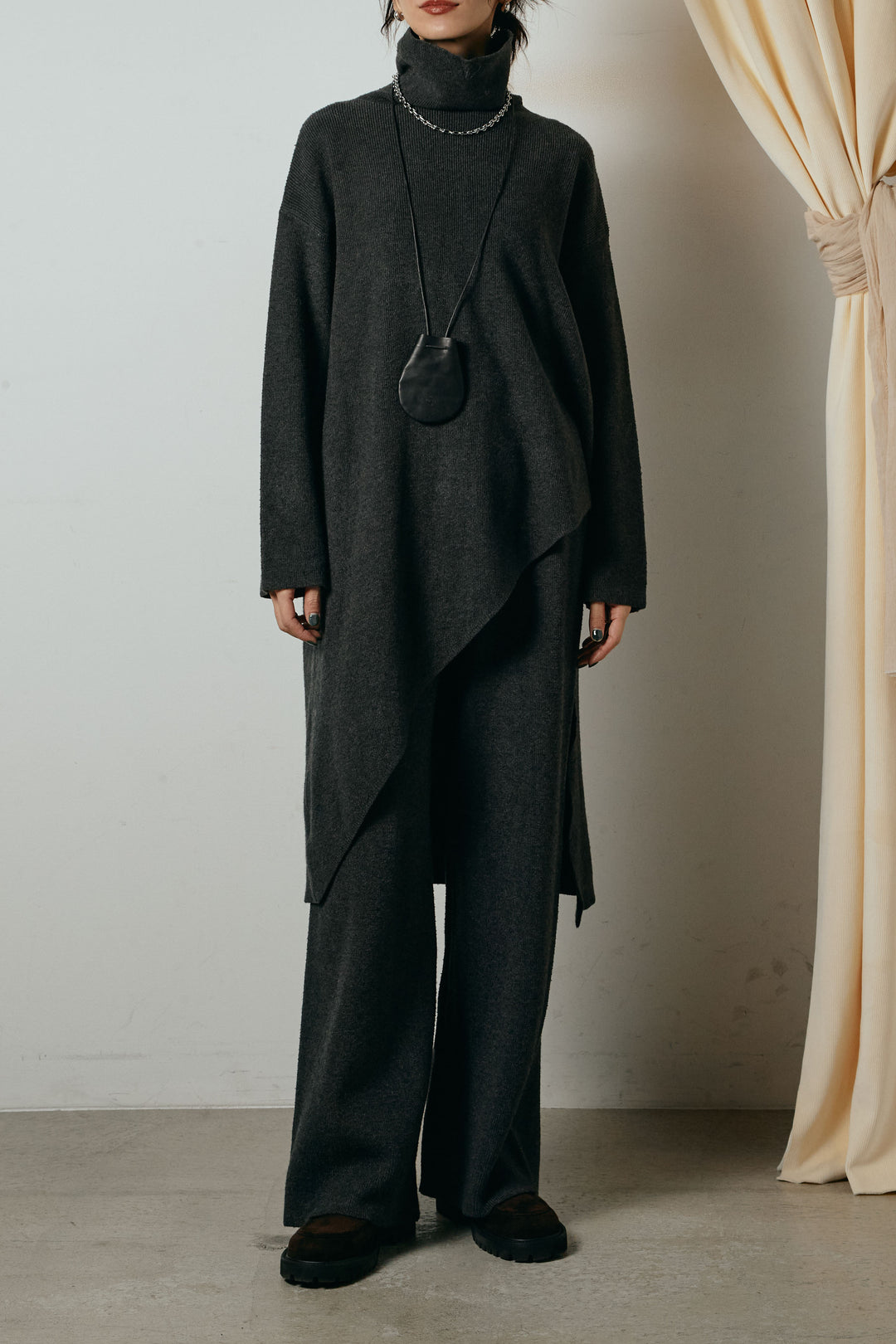 [SET]裾アシンメトリーニットSETUP