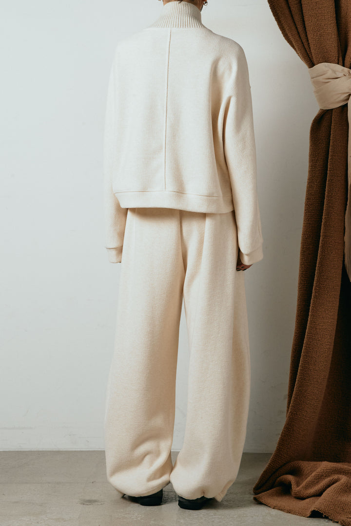 [SET]リブスタンドネックボタントップスSETUP