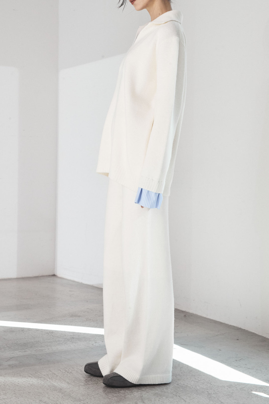 [SET]ストライプドッキングニットポロSETUP