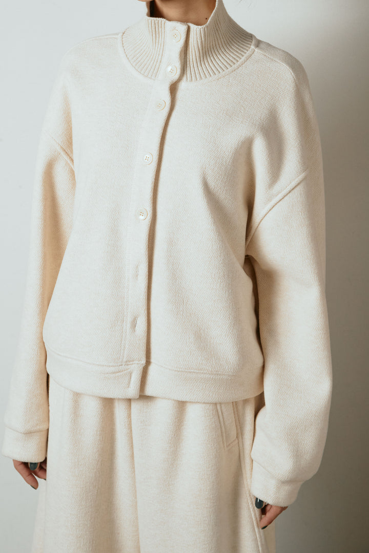 [SET]リブスタンドネックボタントップスSETUP