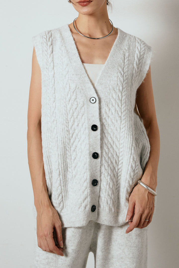 [SET]3ピースフロントボタンニットSETUP