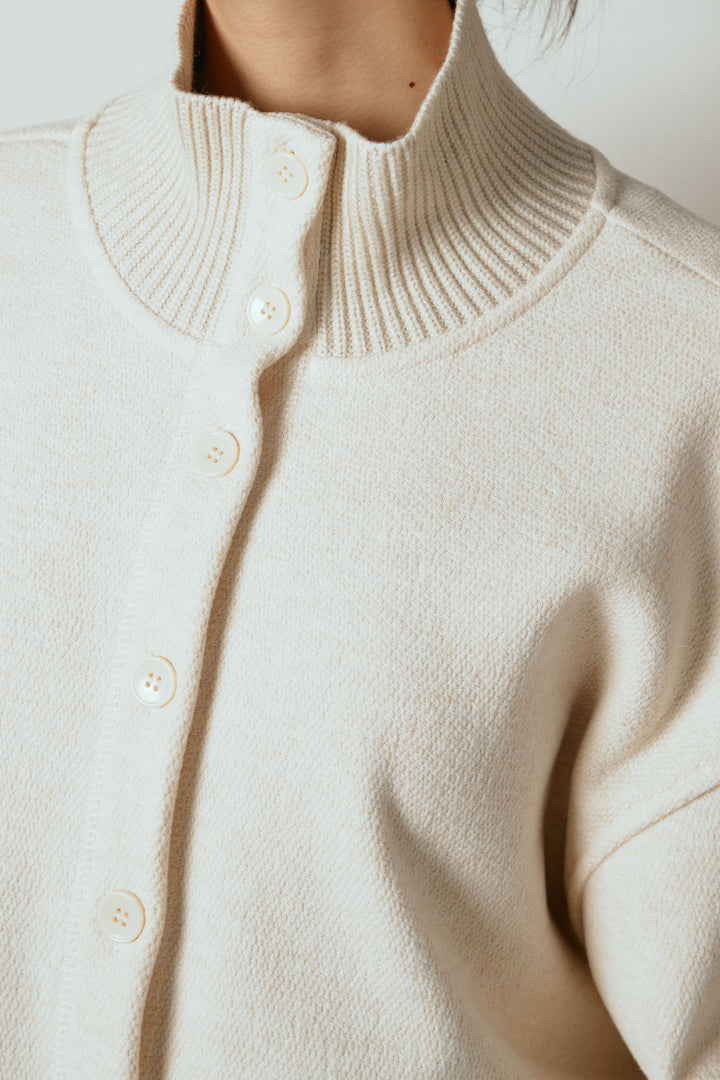 [SET]リブスタンドネックボタントップスSETUP