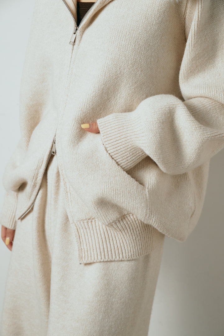 【着回しセット】[SET]ファー付きフーディーニットSETUP+ストライプドッキングニットポロSETUP(2set)