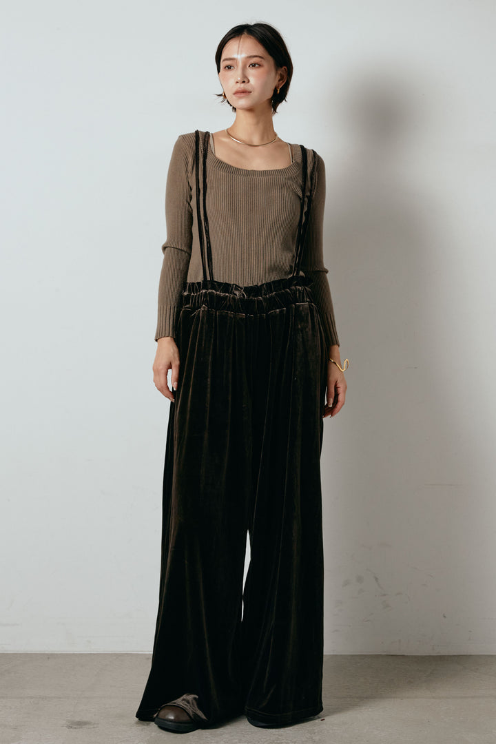 ベロアサスペンダー付きパンツ