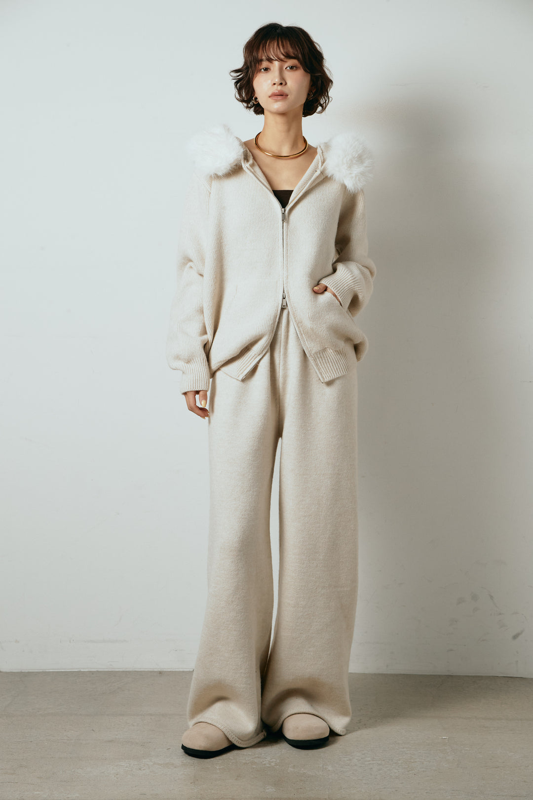 [SET]ファー付きフーディーニットSETUP